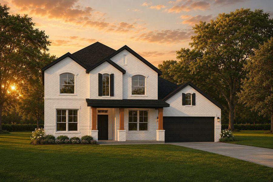 Front exterior of a new home in Kentsdale Farms, DeSoto, TX, highlighting curb appeal (Image 1). Front exterior of a new home in Kentsdale Farms, DeSoto, TX, highlighting curb appeal (Image 1).