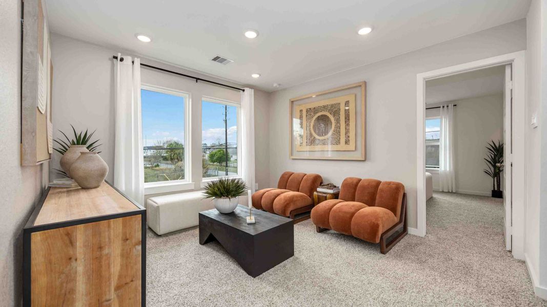 Furnished interior view inside a new home in Pinehaven, Houston (Image 4). Furnished interior view inside a new home in Pinehaven, Houston (Image 4).