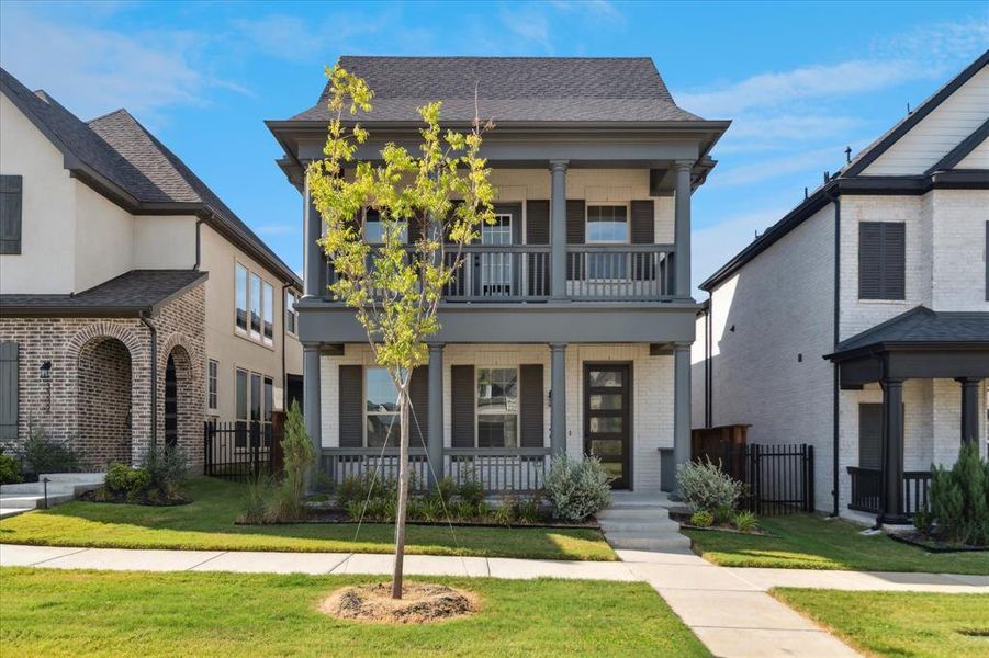 Front exterior of a home in the Fields Villas - Darling Homes community, located in Frisco, TX (Image 4). Front exterior of a home in the Fields Villas - Darling Homes community, located in Frisco, TX (Image 4).