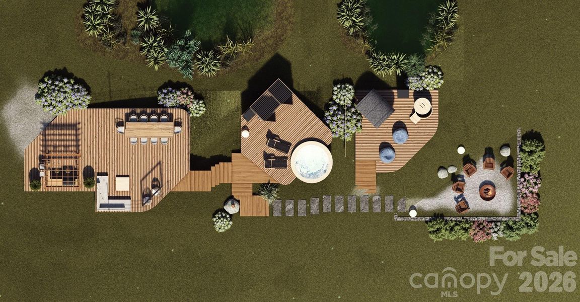 Rendering of outdoor community wellness area