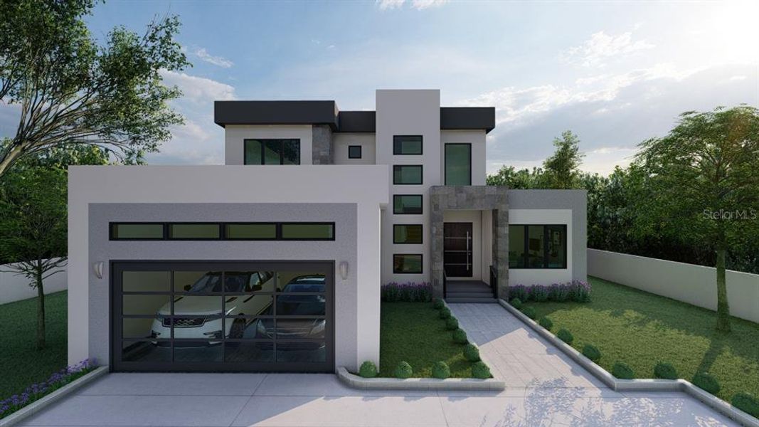 Front exterior of a new home in , Sarasota, FL, highlighting curb appeal (Image 1). Front exterior of a new home in , Sarasota, FL, highlighting curb appeal (Image 1).