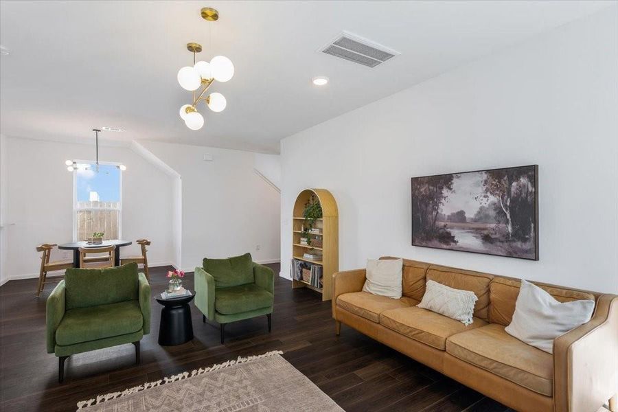 Living room looking into the dining room. Living room looking into the dining room.