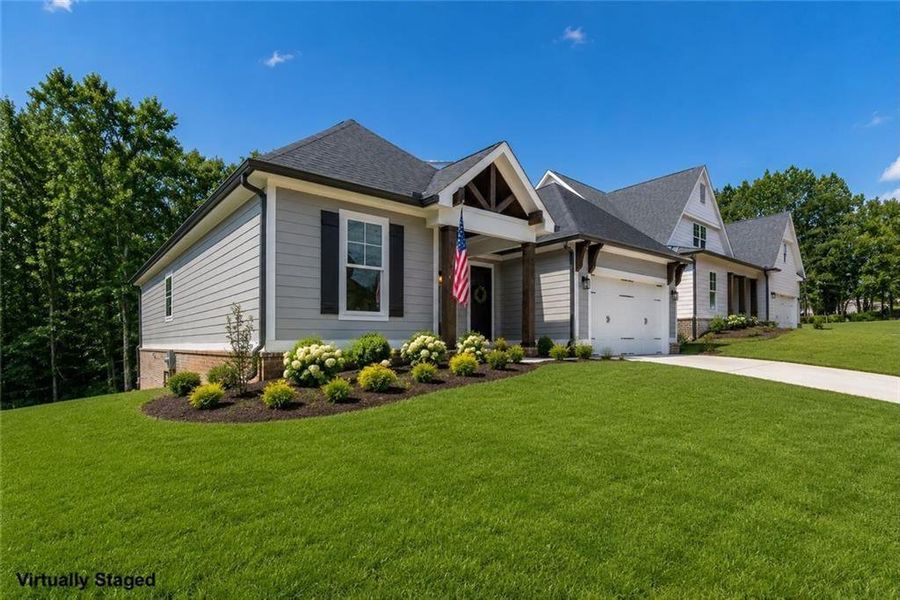 Front exterior of a new home in , Gainesville, GA, highlighting curb appeal (Image 2). Front exterior of a new home in , Gainesville, GA, highlighting curb appeal (Image 2).