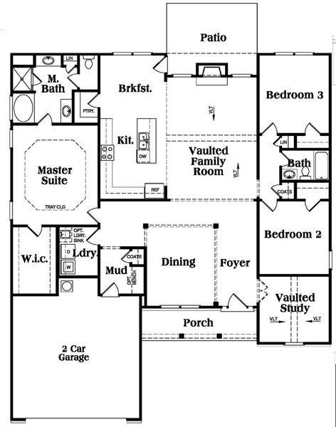 2D floor plan layout for the The Avondale | Front Entry by Reliant Homes in Spring Creek, Monroe, GA (Image 3).