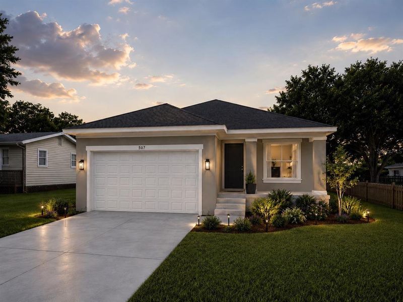 Front exterior of a new home in , Kissimmee, FL, highlighting curb appeal (Image 1). Front exterior of a new home in , Kissimmee, FL, highlighting curb appeal (Image 1).
