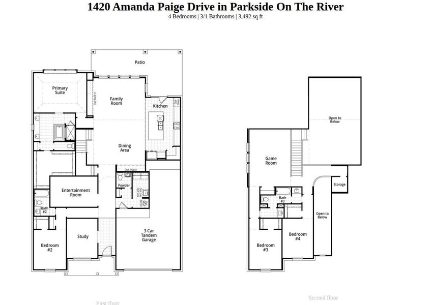 2D floor plan layout of this home in Parkside On The River, Georgetown, TX (Image 4). 2D floor plan layout of this home in Parkside On The River, Georgetown, TX (Image 4).