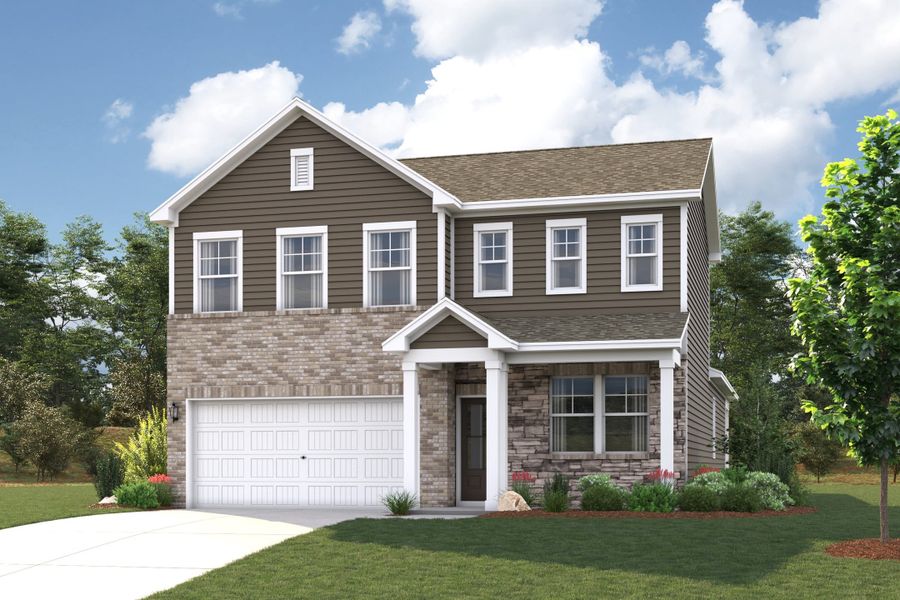 Front exterior of a new home in Canebrake at Hickory Hills, Old Hickory, TN, highlighting curb appeal (Image 1). Front exterior of a new home in Canebrake at Hickory Hills, Old Hickory, TN, highlighting curb appeal (Image 1).