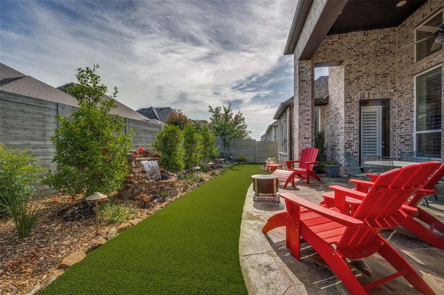 Exterior details and patio area of a home in Harvest, Northlake (Image 22). Exterior details and patio area of a home in Harvest, Northlake (Image 22).