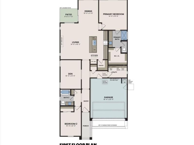 2D floor plan layout of this home in Vineyards at Cottonwood, Cottonwood, AZ (Image 3).