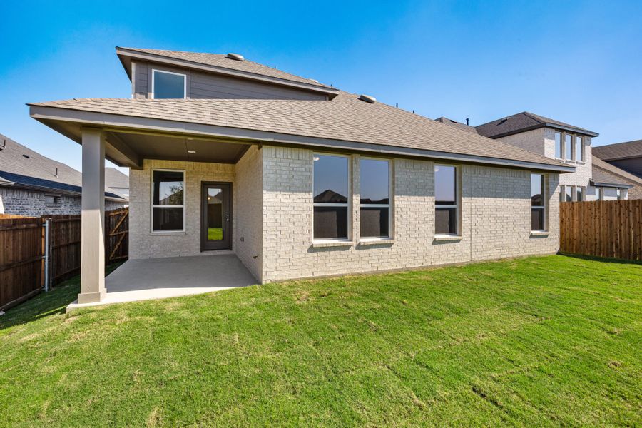Exterior details and patio area of a home in Elevon, Lavon (Image 25).