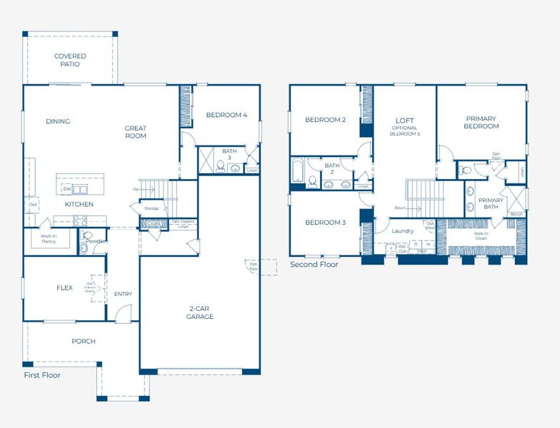2D floor plan layout of this home in The Estates at North Creek, Queen Creek, AZ (Image 3).