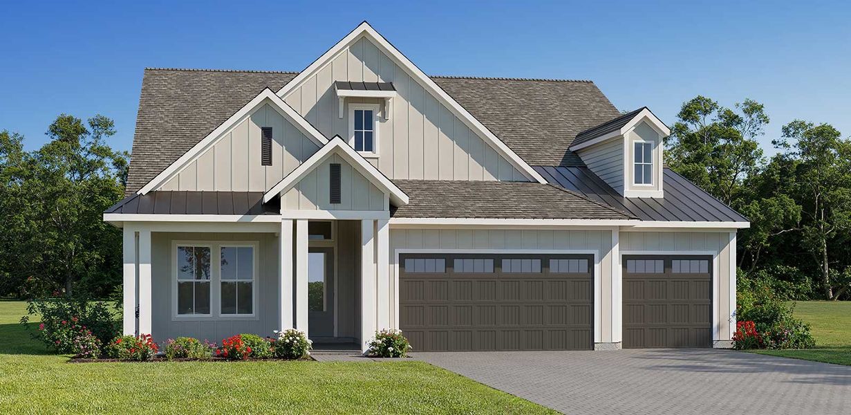 Representative exterior photo of a completed home built from the Mason - Hidden Creek by MasterCraft Builder Group in SilverLeaf, St. Augustine, FL (Image 4).
