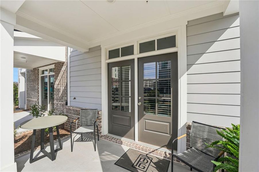Exterior details and patio area of a home in Market Square at Sawnee Village, Cumming (Image 21).