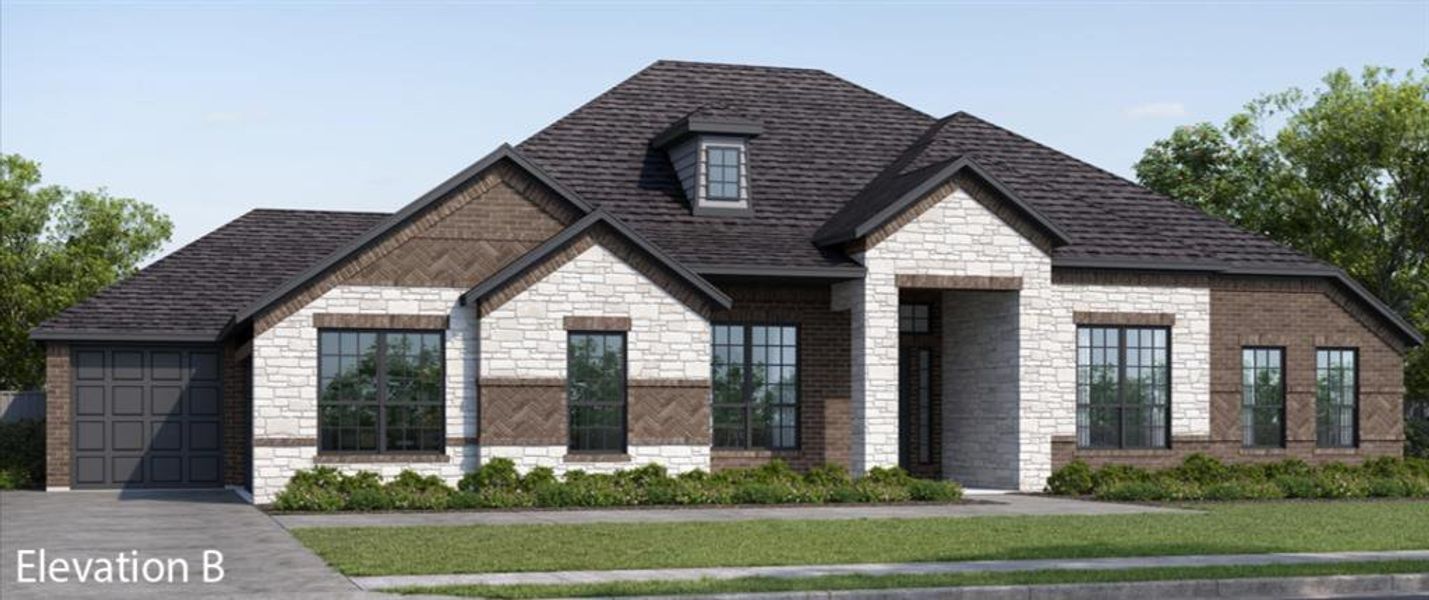 Front exterior of a new home in , Waxahachie, TX, highlighting curb appeal (Image 1). Front exterior of a new home in , Waxahachie, TX, highlighting curb appeal (Image 1).
