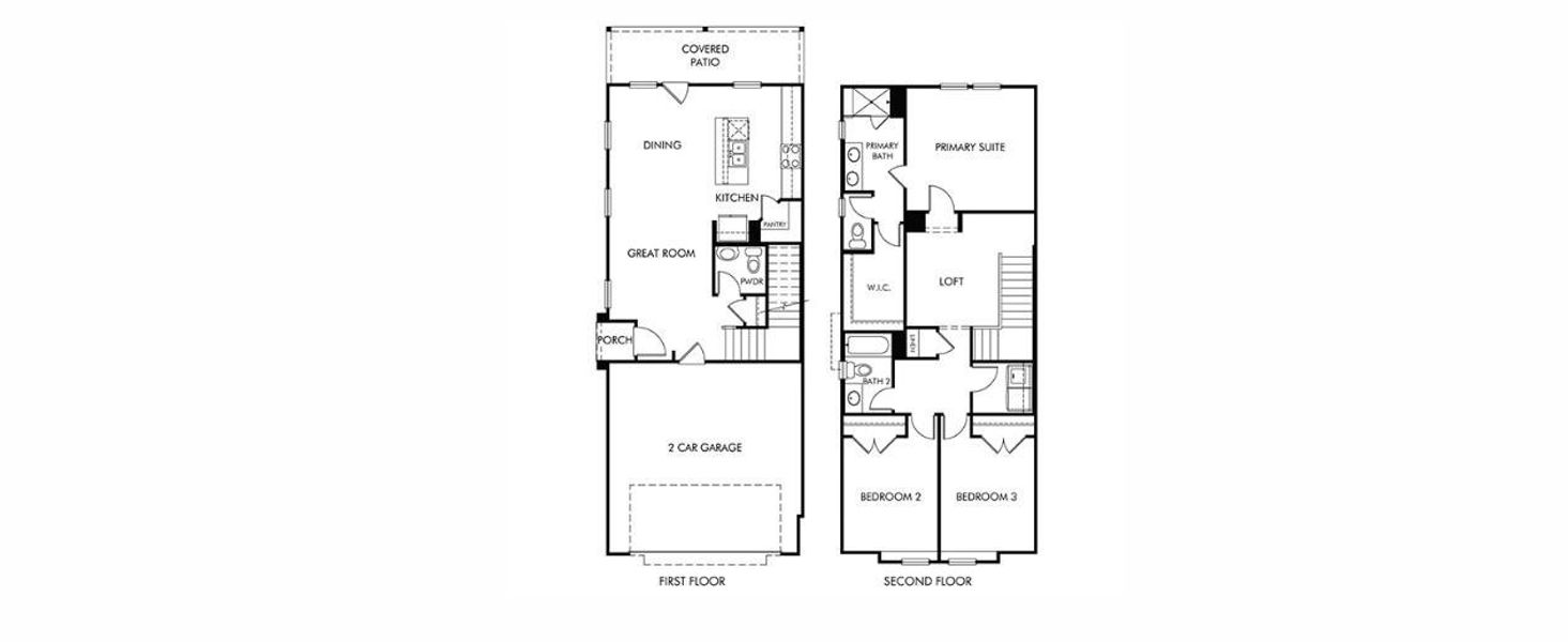 2D floor plan layout of this home in Pinewood Trails - City Series, Atascocita, TX (Image 2).