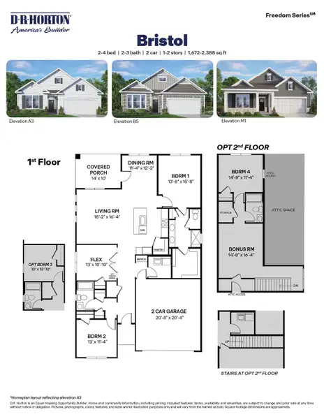 2D floor plan layout for the Plan by D.R. Horton in The Villas at Martin Farms, Aberdeen, NC (Image 3).