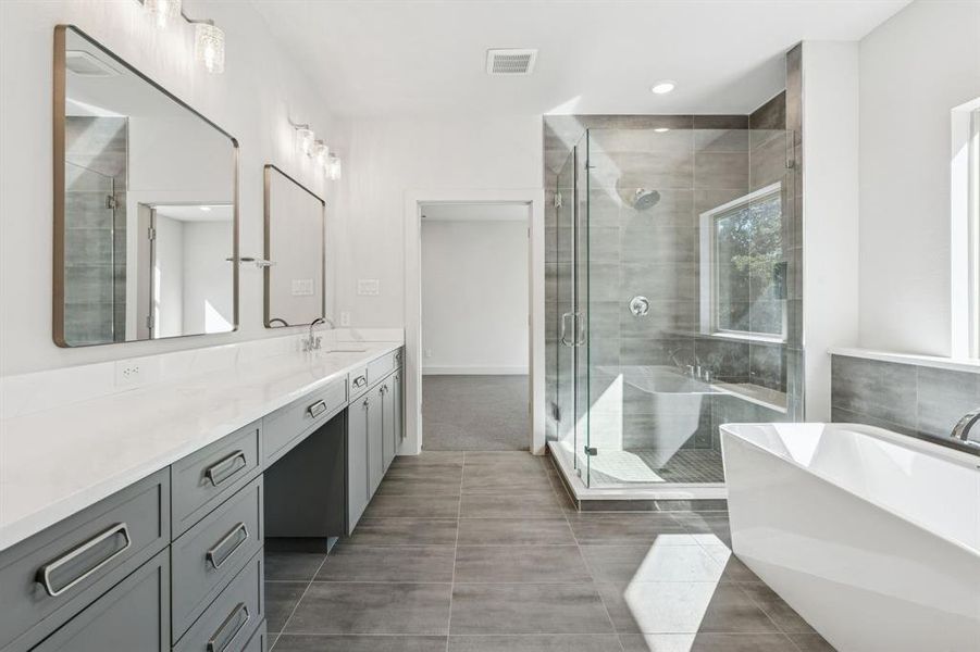 Spa like primary bathroom.