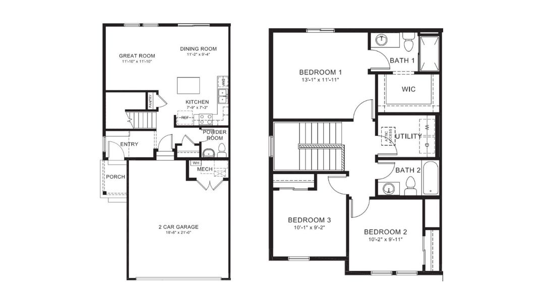 2D floor plan layout for the SPRUCE by D.R. Horton in Ellston Park, Colorado Springs, CO (Image 3). 2D floor plan layout for the SPRUCE by D.R. Horton in Ellston Park, Colorado Springs, CO (Image 3).