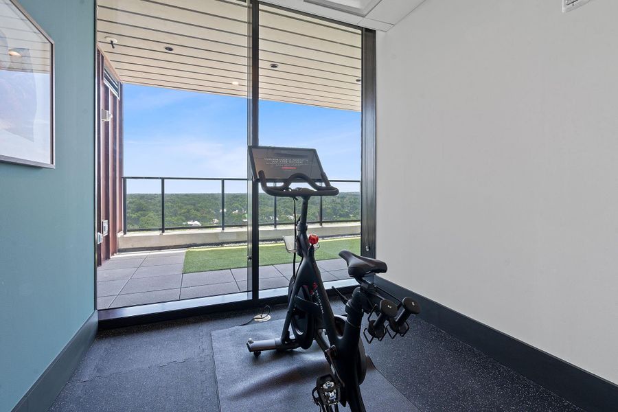 4 bike rooms with Peleton bicycles for cycling.