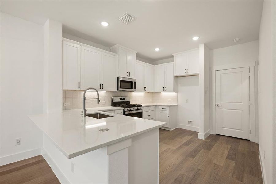 Your new kitchen peninsula offers a great place for a quick bite or homework station. Your new kitchen peninsula offers a great place for a quick bite or homework station.