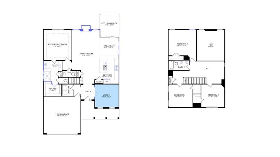 2D floor plan layout of this home in Twin Lakes, Hoschton, GA (Image 2).