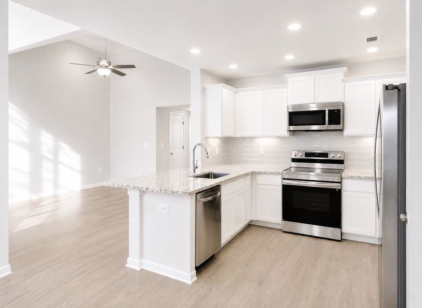 Furnished interior view inside a new home in Wheatfield, Shelbyville (Image 3).