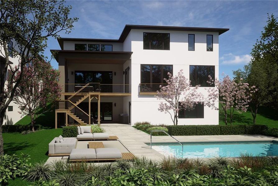 Exterior details and patio area of a home in , Atlanta (Image 2). Exterior details and patio area of a home in , Atlanta (Image 2).