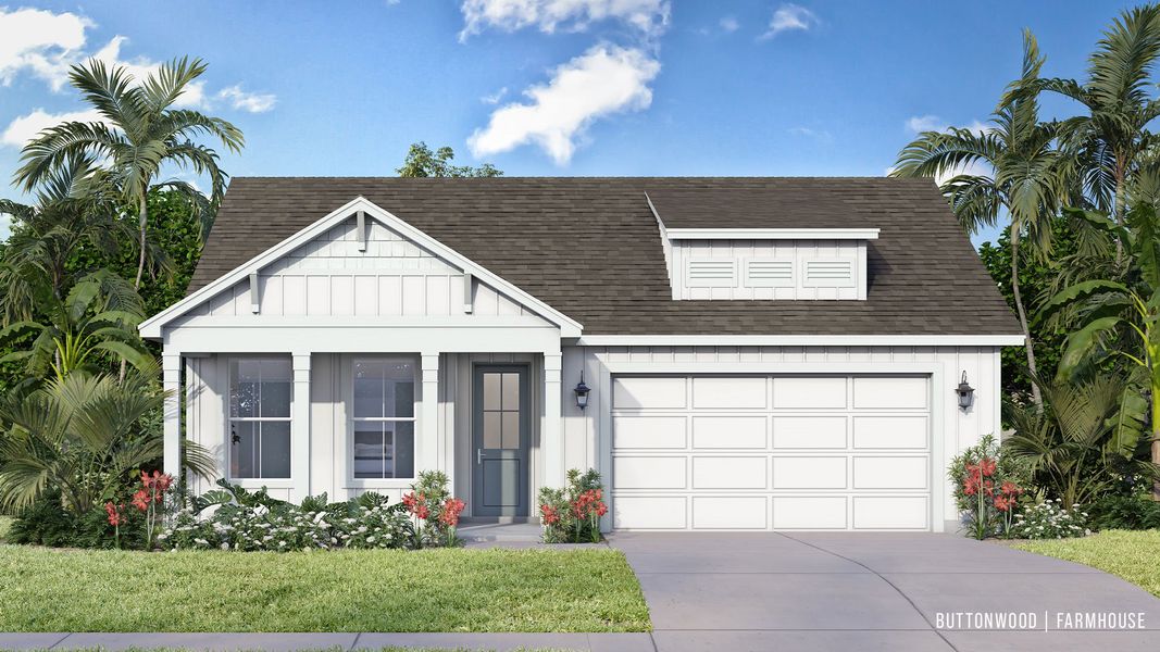 Representative exterior photo of a completed home built from the Buttonwood by DRB Homes in Ardisia Park, New Smyrna Beach, FL (Image 19).