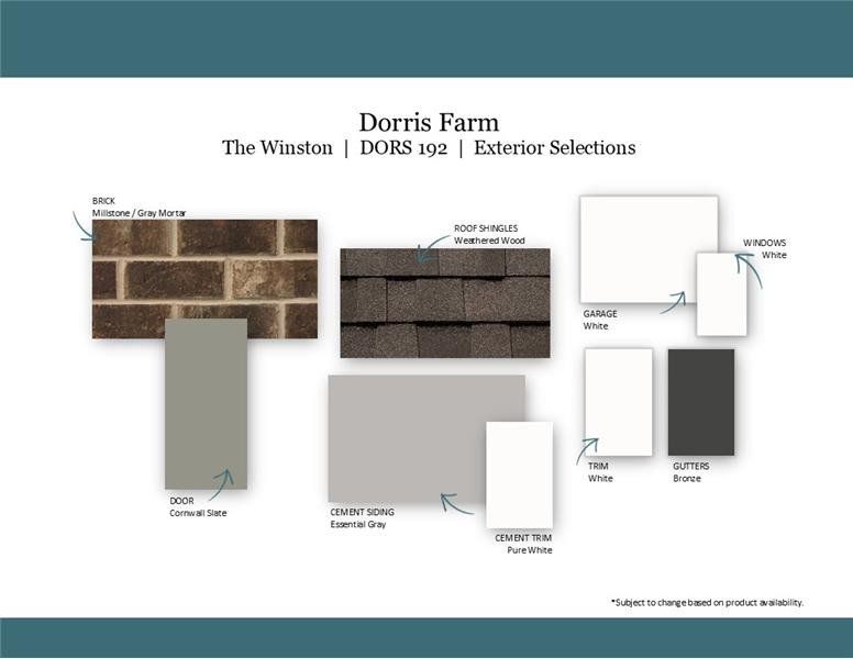 Sample of building materials used in homes in Dorris Farm at Willow Springs, White House (Image 39).