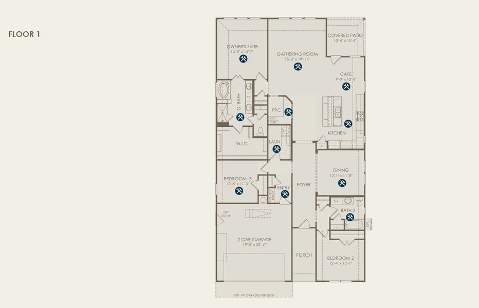 2D floor plan layout for the Blue Sky by Pulte Homes in Davis Ranch, San Antonio, TX (Image 3).