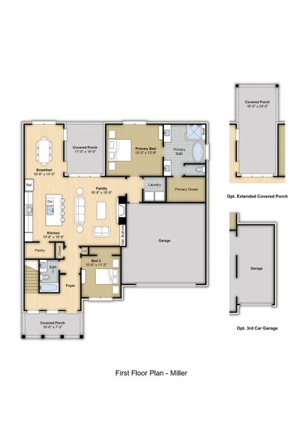 2D floor plan layout for the Miller by Grant & Co in Twin Oaks, Oakland, TN (Image 3). 2D floor plan layout for the Miller by Grant & Co in Twin Oaks, Oakland, TN (Image 3).