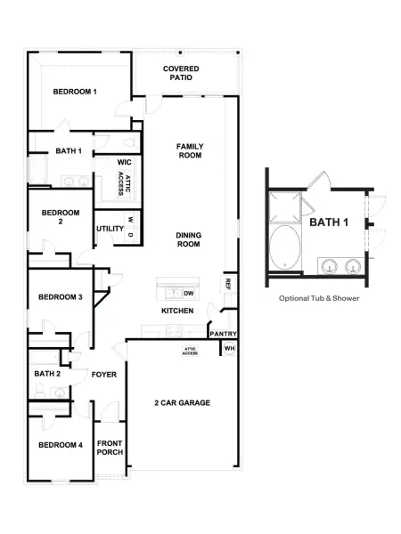 2D floor plan layout for the The Gaven by D.R. Horton in Trails of Windcrest, Fredericksburg, TX (Image 3).