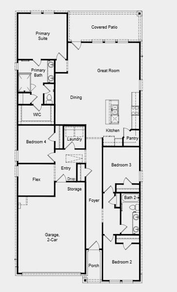 2D floor plan layout for the Charlton by Taylor Morrison in Newport Grove 50s, Crosby, TX (Image 3).