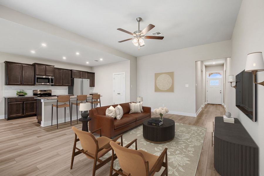 Representative furnished interior of a home built from the Newport by Omega Builders in Southern Pointe, College Station (Image 5).