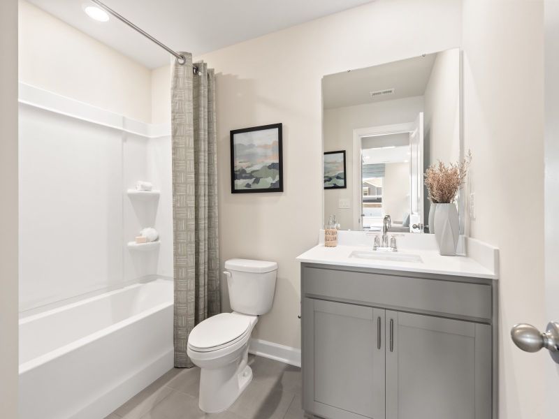 The secondary bathroom is a private retreat for guests. The secondary bathroom is a private retreat for guests.