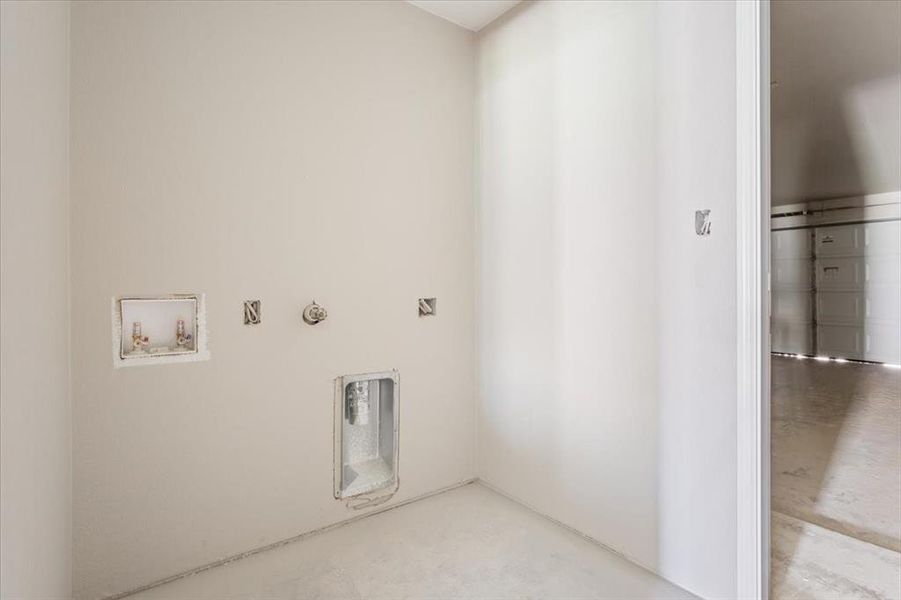 Laundry area with hookup for a washing machine and hookup for a gas dryer Laundry area with hookup for a washing machine and hookup for a gas dryer