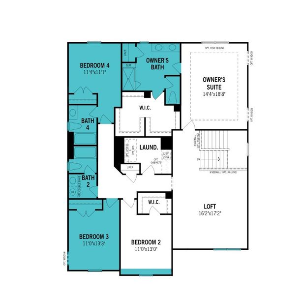 2D floor plan layout of this home in High Grove Oaks, Fuquay Varina, NC (Image 4).