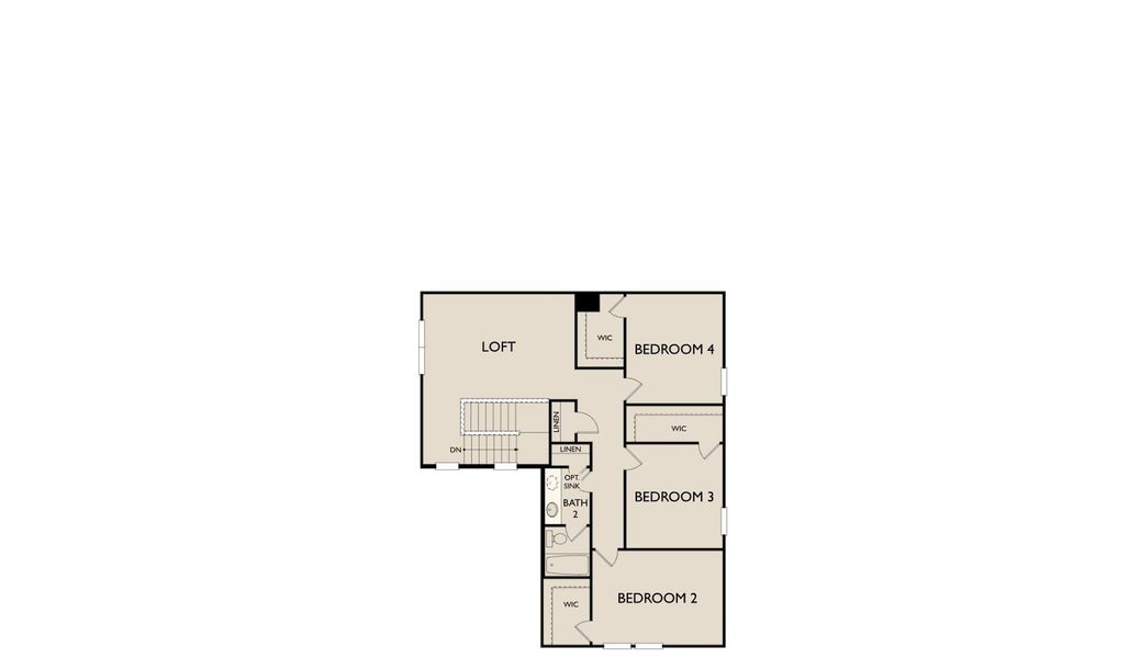 2D floor plan layout for the Knox by Ashton Woods in The Arbors at the Wilder, Adkins, TX (Image 4).