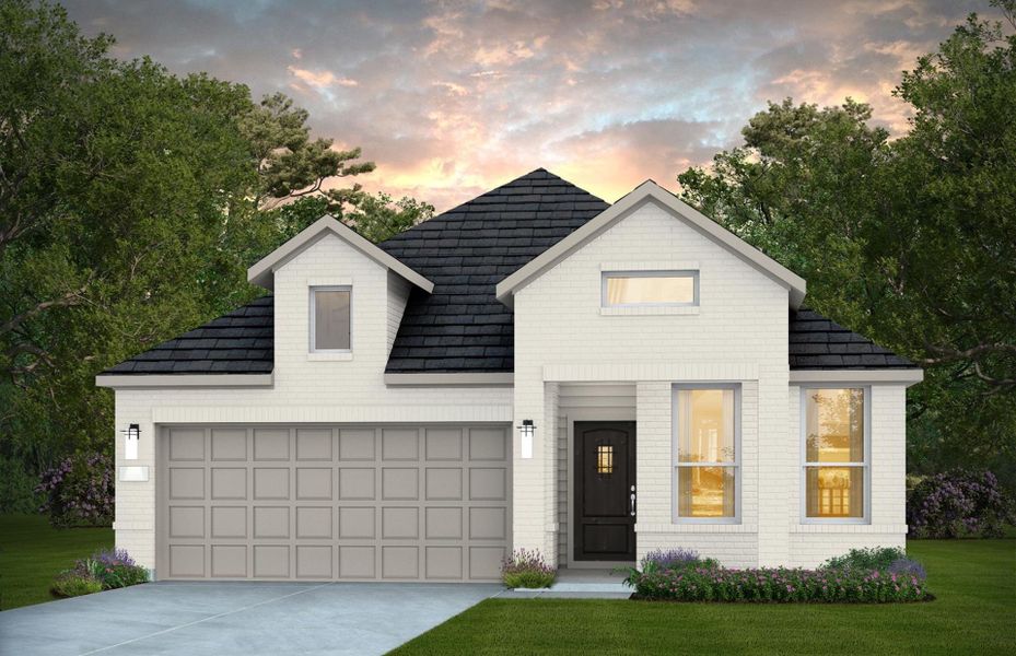 Representative exterior photo of a completed home built from the Fox Hollow by Pulte Homes in Montgomery Bend, Montgomery, TX (Image 16). Representative exterior photo of a completed home built from the Fox Hollow by Pulte Homes in Montgomery Bend, Montgomery, TX (Image 16).