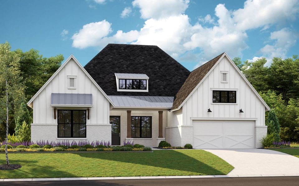 Representative exterior photo of a completed home built from the 5521 by Tradition Homes in Windsong Ranch, Prosper, TX (Image 17).