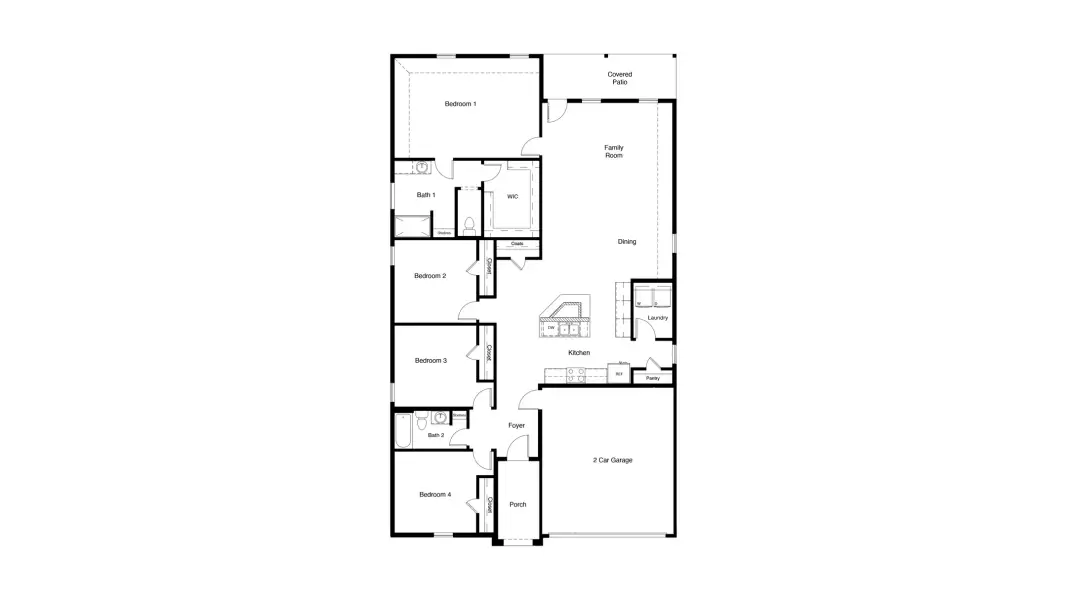 2D floor plan layout for the Kingston by D.R. Horton in Hadley Farms, Godley, TX (Image 5).