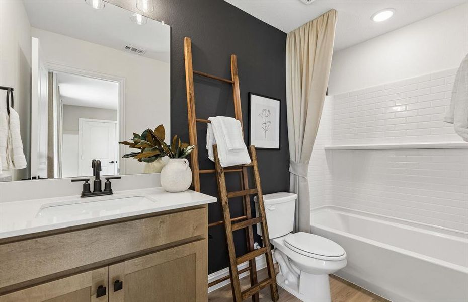 Secondary bathroom with optional tile-surround shower*model representation