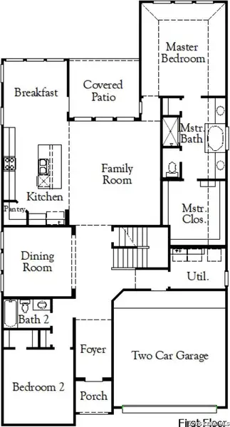 2D floor plan layout of this home in Ladera, San Antonio, TX (Image 3).