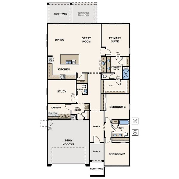 2D floor plan layout for the Carlsbad by Century Communities in Willow at Teravalis, Buckeye, AZ (Image 3). 2D floor plan layout for the Carlsbad by Century Communities in Willow at Teravalis, Buckeye, AZ (Image 3).