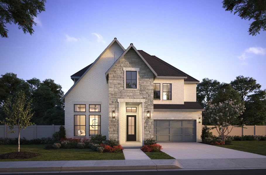 Representative exterior photo of a completed home built from the Royale II by Normandy Homes in Village on Main Street, Frisco, TX (Image 19).