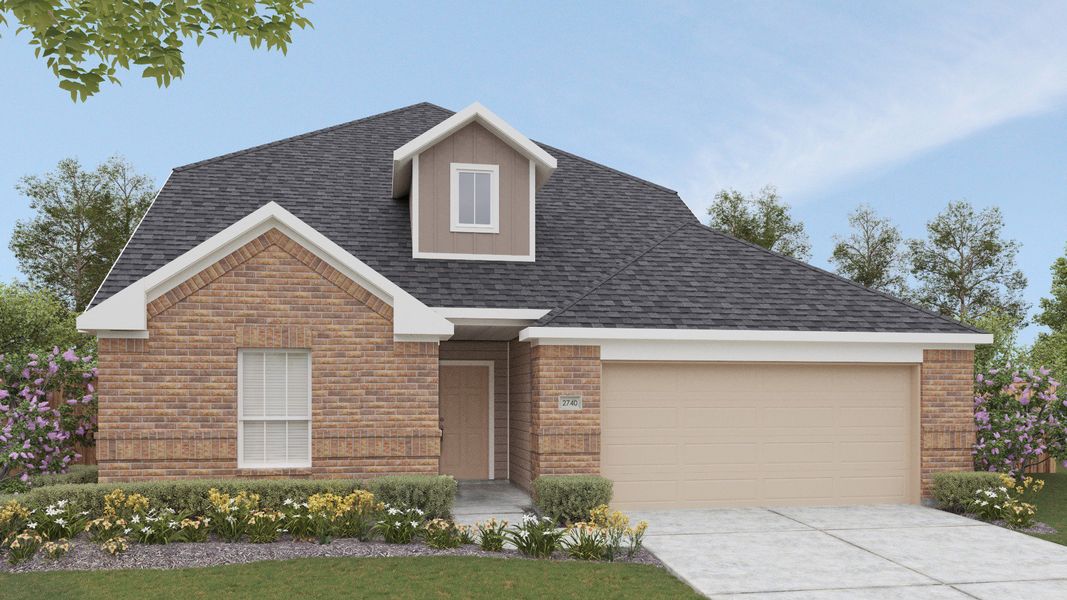 Representative exterior photo of a completed home built from the Meyerson by DRB Homes in Opal Ranch, Kyle, TX (Image 8). Representative exterior photo of a completed home built from the Meyerson by DRB Homes in Opal Ranch, Kyle, TX (Image 8).