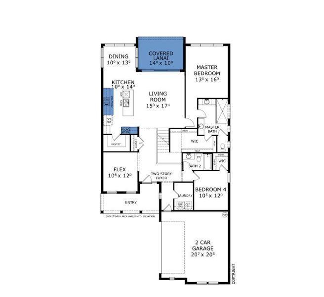 2D floor plan layout of this home in Middlebourne, St. Johns, FL (Image 2).