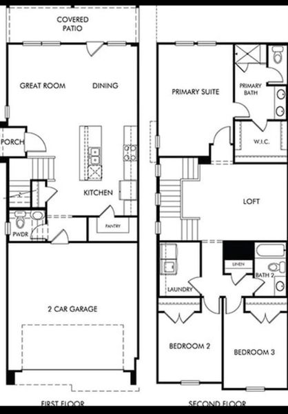 2D floor plan layout of this home in Dunvale Village - Townhome Collection, Houston, TX (Image 5).