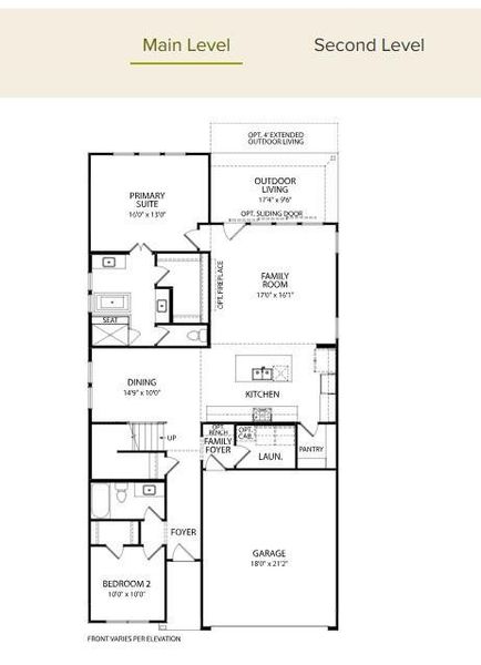2D floor plan layout of this home in Everly - 45', Hockley, TX (Image 7).