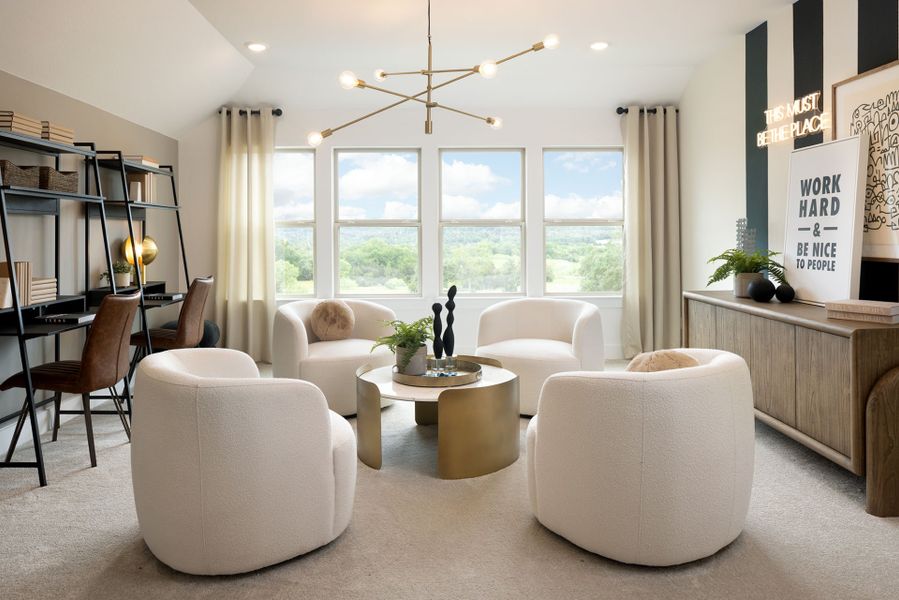 Furnished interior view inside a new home in Bluffview Reserve, Leander (Image 3). Furnished interior view inside a new home in Bluffview Reserve, Leander (Image 3).